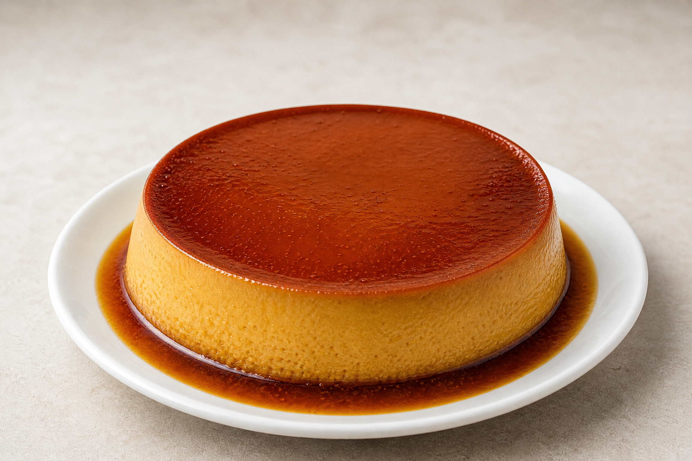 Large Venezuelan quesillo on a plate