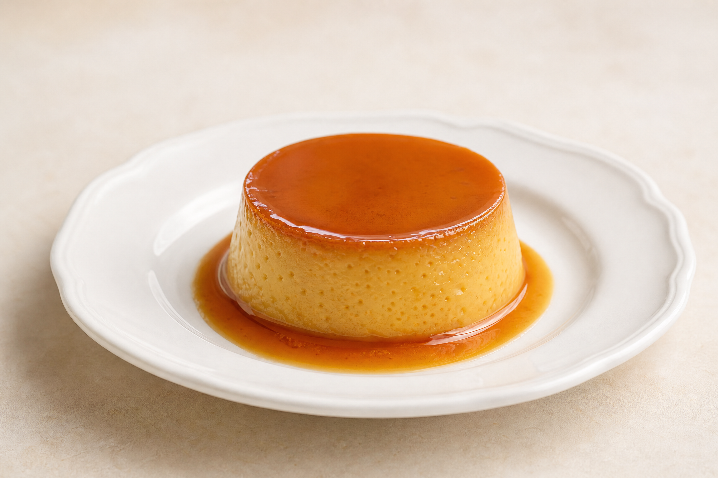 Medium Venezuelan quesillo on a plate